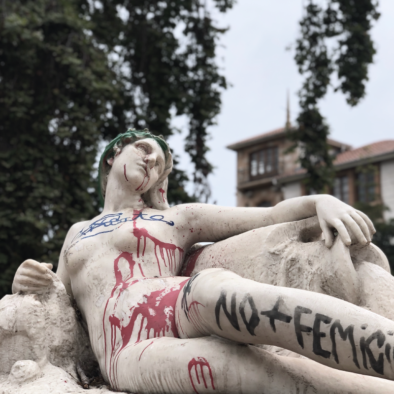 Left side view of the Spring sculpture by Virginio Arias